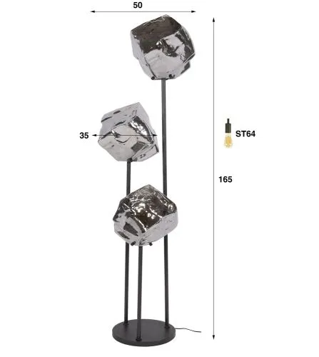 Stehlampe Riza | 3 Leuchten | verchromt