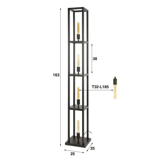 Stehlampe Story | 4 Leuchten | Metall | Artic schwarz | 160 cm
