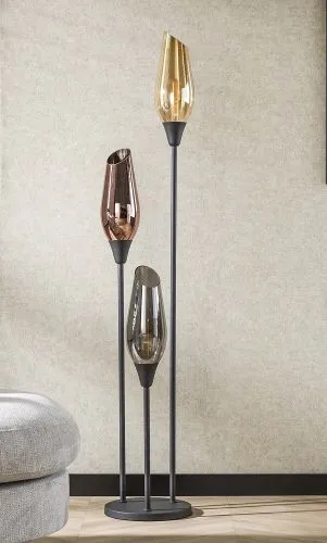 Stehlampe Tulip | 3 Leuchten | schwarz