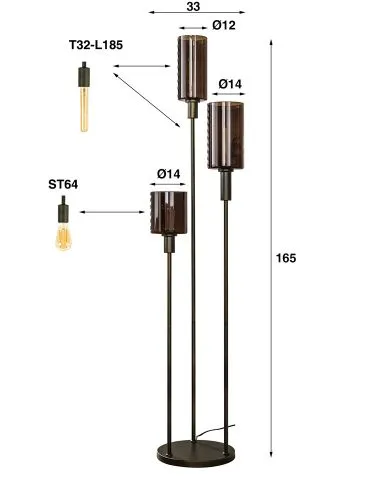 Stehlampe Vika | 3 Leuchten | Glas | Sienna Braun