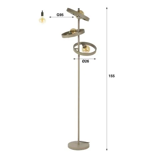 Stehlampe Yoko | 3 Leuchten | Metall | Beige