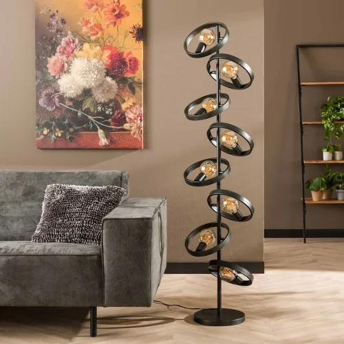 Stehlampe Yoko | 8 Leuchten | Metall | Charcoal