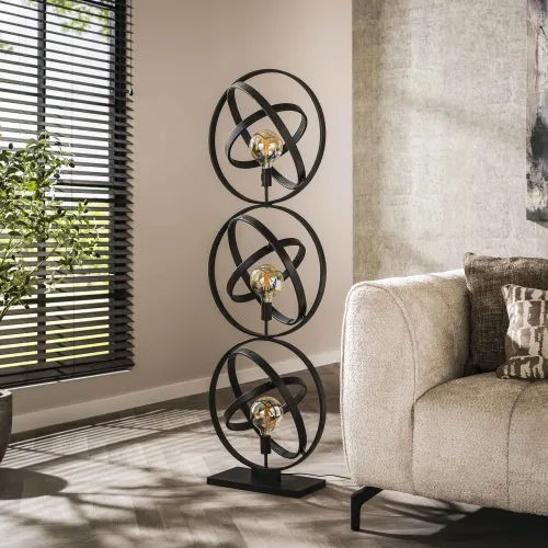 Stehlampe Zira | 3 Leuchten | Metallschirme | schwarz / grau