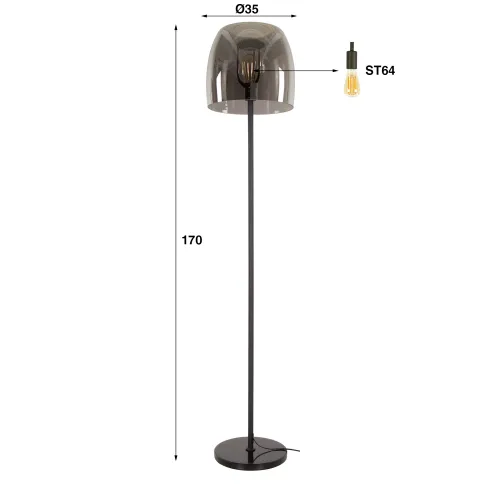 Stehlapme Mace | Glas & Metall | rauchgrau