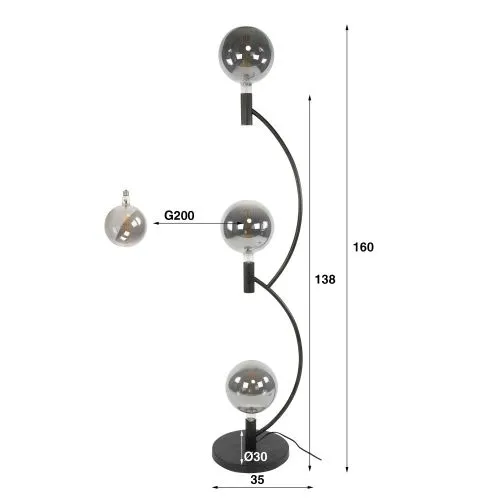 Stehleuchte Maso 3 Lampen | Metallbögen | Sienna braun