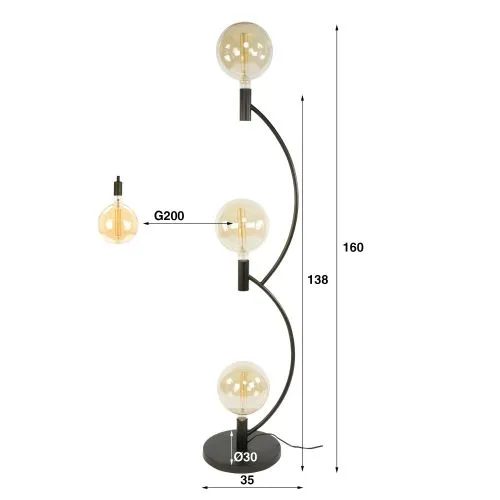 Stehleuchte Maso 3 Lampen | Metallbögen | Sienna braun