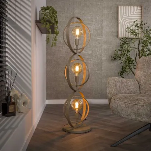 Stehleuchte Vejin 3 Lampen | Metallringe | Beige