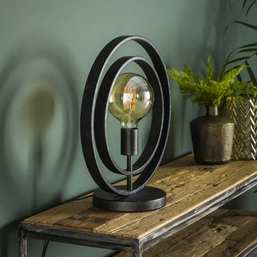 Tischleuchte Vejin | Metallringe | Charcoal grau