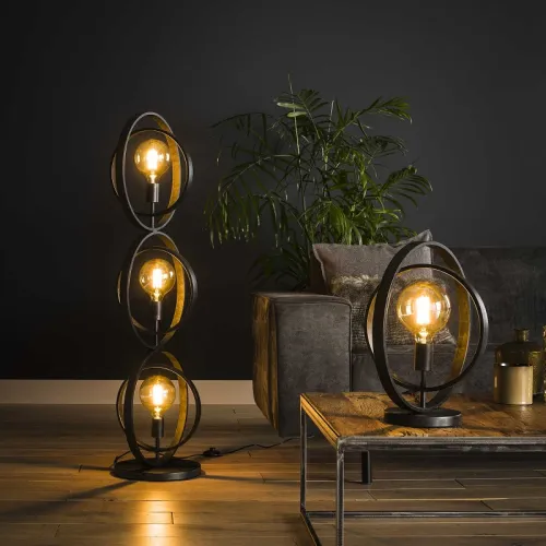 Tischleuchte Vejin | Metallringe | Charcoal grau