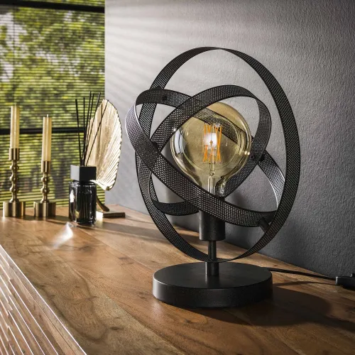 Tischleuchte Yubiwa 1-flammig | Metallschirm | schwarz