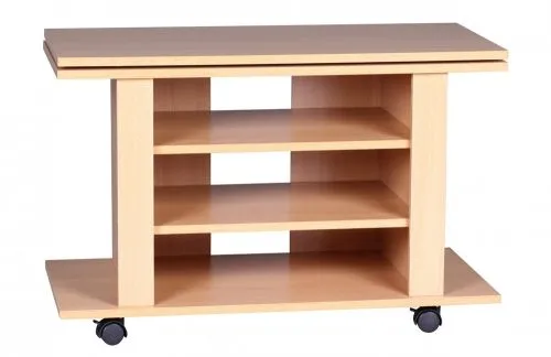 TV-Board Buche | drehbar / rollbar| braun