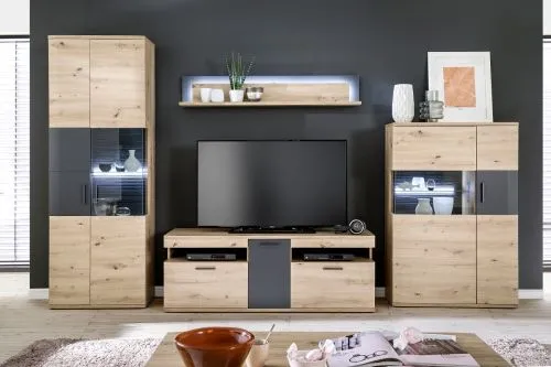 TV-Board Cortona | Balkeneiche / anthrazit