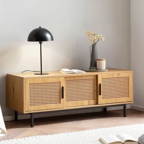 TV-Board French | Geflecht | braun / schwarz