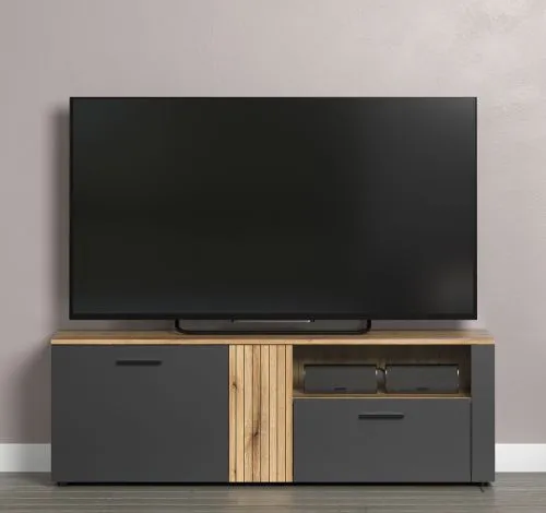 TV-Board Lowboard Esteban 1 | Anthrazit / Coast Evoke Oak