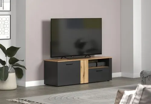 TV-Board Lowboard Esteban 1 | Anthrazit / Coast Evoke Oak