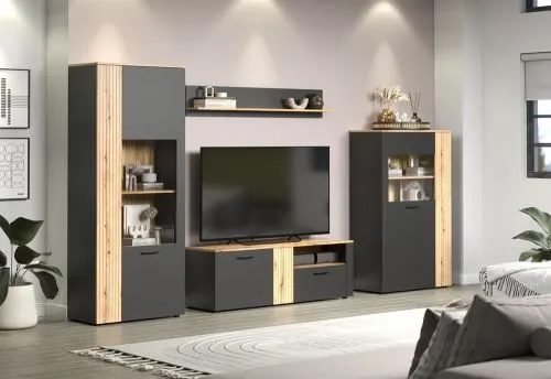 TV-Board Lowboard Esteban 1 | Anthrazit / Coast Evoke Oak