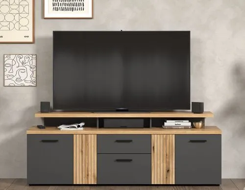 TV-Board Lowboard Esteban 2 | Anthrazit / Coast Evoke Oak