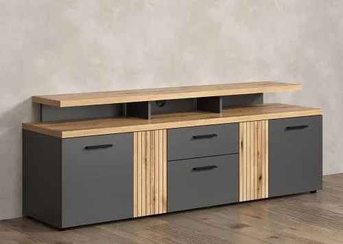 TV-Board Lowboard Esteban 2 | Anthrazit / Coast Evoke Oak