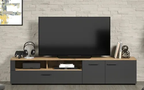 TV-Board Lowboard Esteban | Anthrazit / Coast Evoke Oak