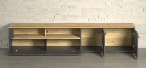 TV-Board Lowboard Esteban Anthrazit / Coast Evoke Oak ohne LED