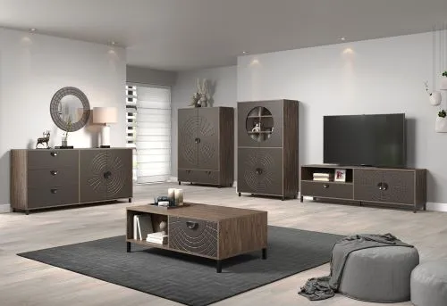 TV-Board Lowboard Fusion | Rostoptik Rusty Flow / Perlbronze