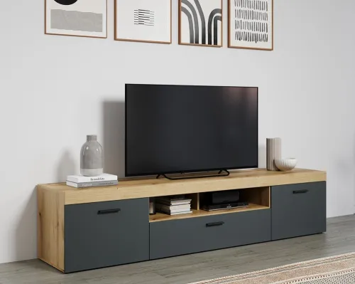 TV-Board Lowboard Tyler | grau / Coast Evoke Eiche | mit Beleuchtung