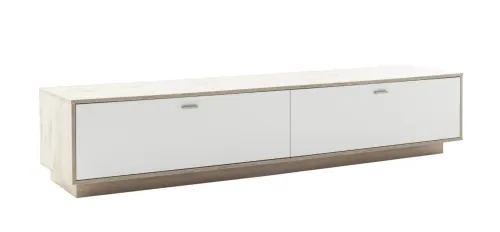 TV-Board Santerno mit Schubkästen | Soft white / Viking Oak