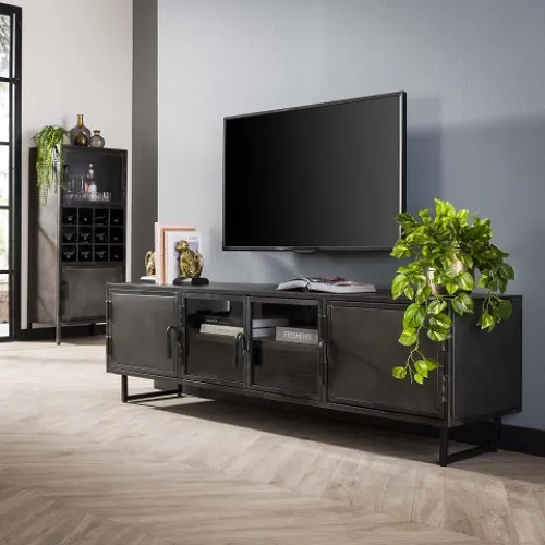 TV-Lowboard Edfu | Industrial | Metall | dunkelgrau