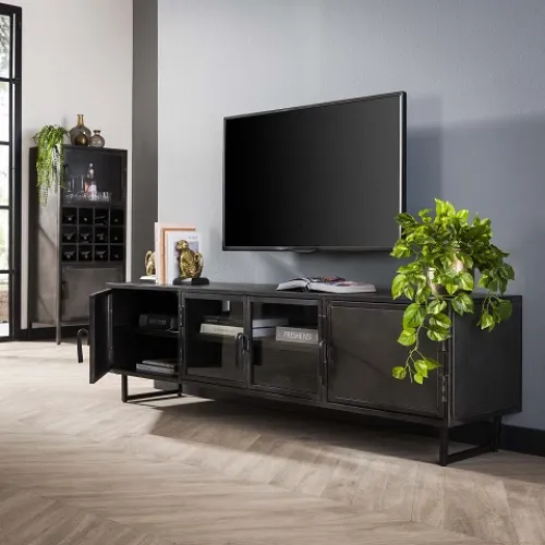 TV-Lowboard Edfu | Industrial | Metall | dunkelgrau