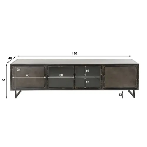 TV-Lowboard Edfu | Industrial | Metall | dunkelgrau