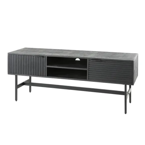 TV-Lowboard Genka | Mangoholz massiv | schwarz