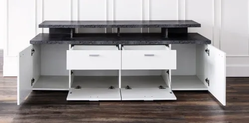 TV Lowboard Mood | weiß / Stone dunkel