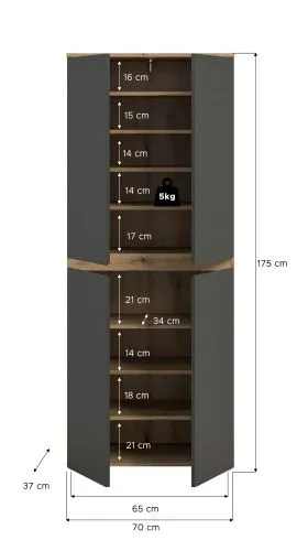 Universalschrank Scarpa | 70 x 175cm | anthrazit / Evoke Eiche