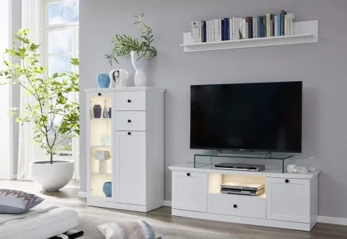 Vitrine Baxter | Landhausstil | weiß | LED Beleuchtung