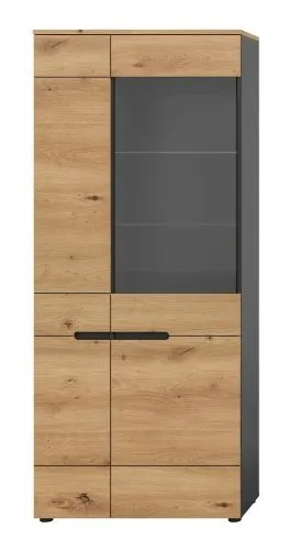 Vitrine Canu | Basalt grau / Artisan Eiche ohne Beleuchtung