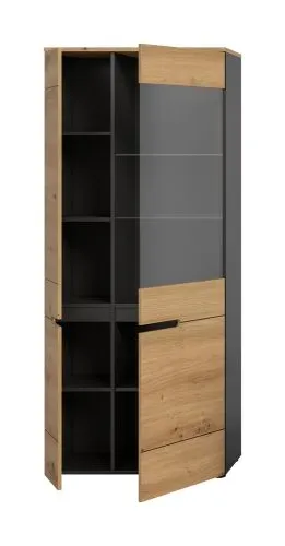 Vitrine Canu | Basalt grau / Artisan Eiche ohne Beleuchtung