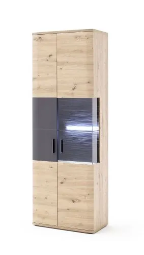 Vitrine Cortona | Balkeneiche / anthrazit | ohne Beleuchtung