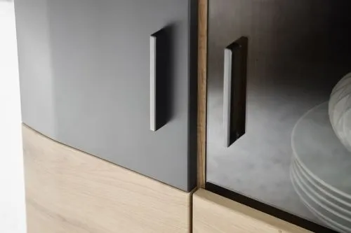 Vitrine Cortona | Balkeneiche / anthrazit | ohne Beleuchtung