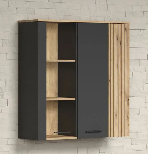 Vitrine Esteban | Anthrazit / Coast Evoke Oak ohne Beleuchtung