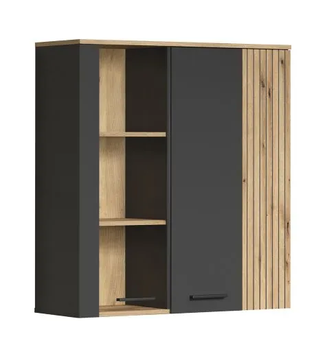 Vitrine Esteban | Anthrazit / Coast Evoke Oak ohne Beleuchtung