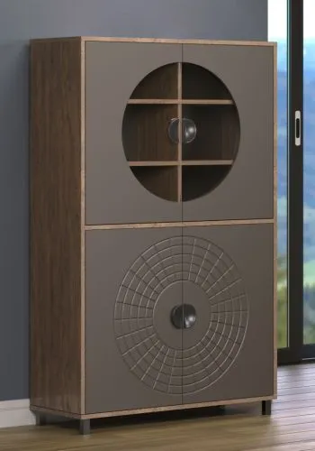 Vitrine Fusion | Rostoptik Rusty Flow / Perlbronze mit Beleuchtung