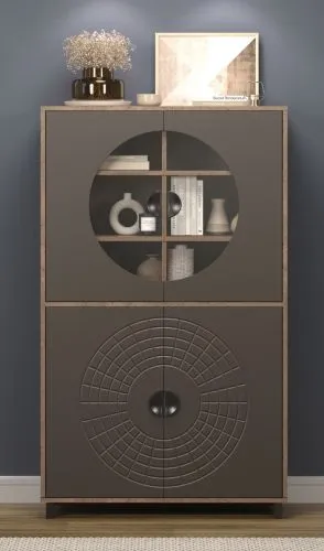 Vitrine Fusion | Rostoptik Rusty Flow / Perlbronze ohne Beleuchtung