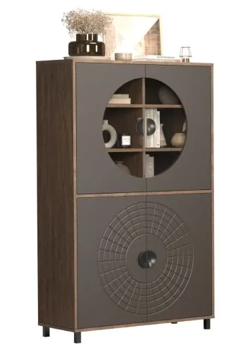 Vitrine Fusion | Rostoptik Rusty Flow / Perlbronze ohne Beleuchtung