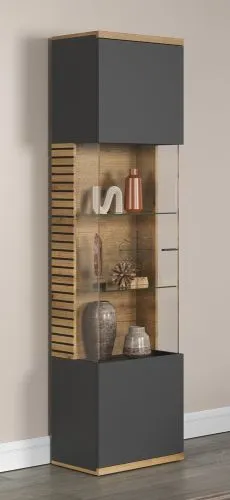 Vitrine Hochschrank Norris | grau / Coast Evoke Oak