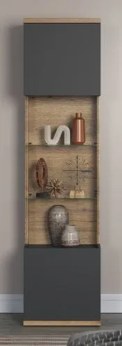 Vitrine Hochschrank Norris | grau / Coast Evoke Oak