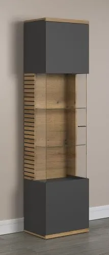 Vitrine Hochschrank Norris | grau / Coast Evoke Oak