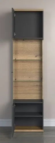 Vitrine Hochschrank Norris | grau / Coast Evoke Oak