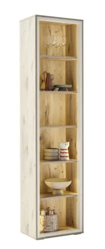 Vitrine Santerno | Soft white / Viking Oak | ohne Beleuchtung