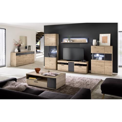 Wandboard Cordona | Balkeneiche / anthrazit | LED Beleuchtung