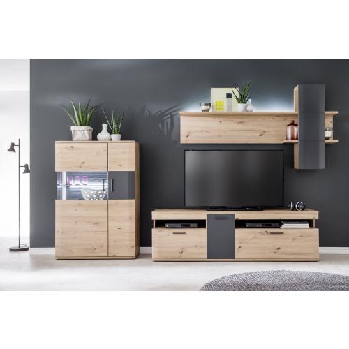 Wandboard Cordona 2 | Balkeneiche / anthrazit | LED Beleuchtung